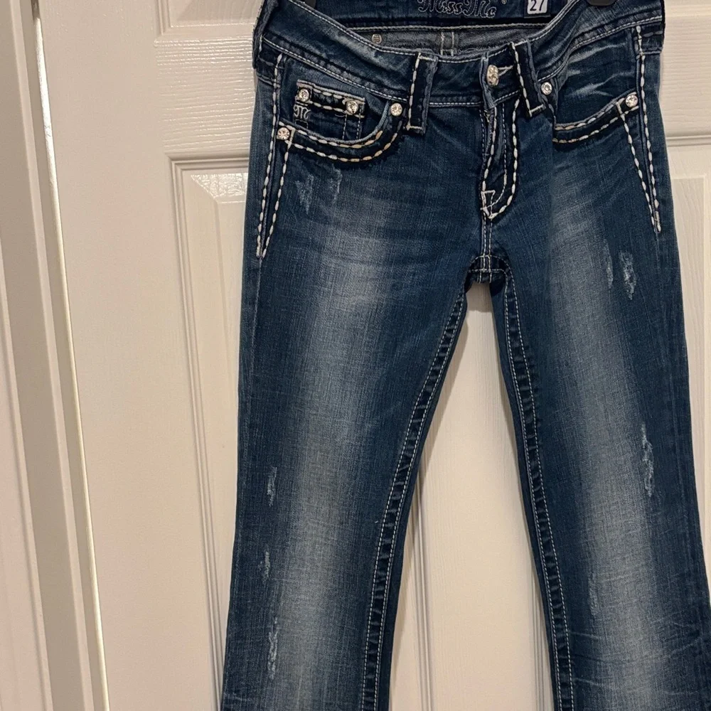 Miss Me Indigo Boot Cut Jeans with Embellished Pockets - Picture 9 of 13